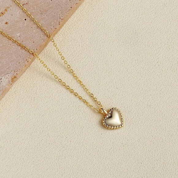 Elegant 14k Gold Plated Heart Necklace for Women - Adjustable Chain, Perfect Gif - Picture 6 of 7